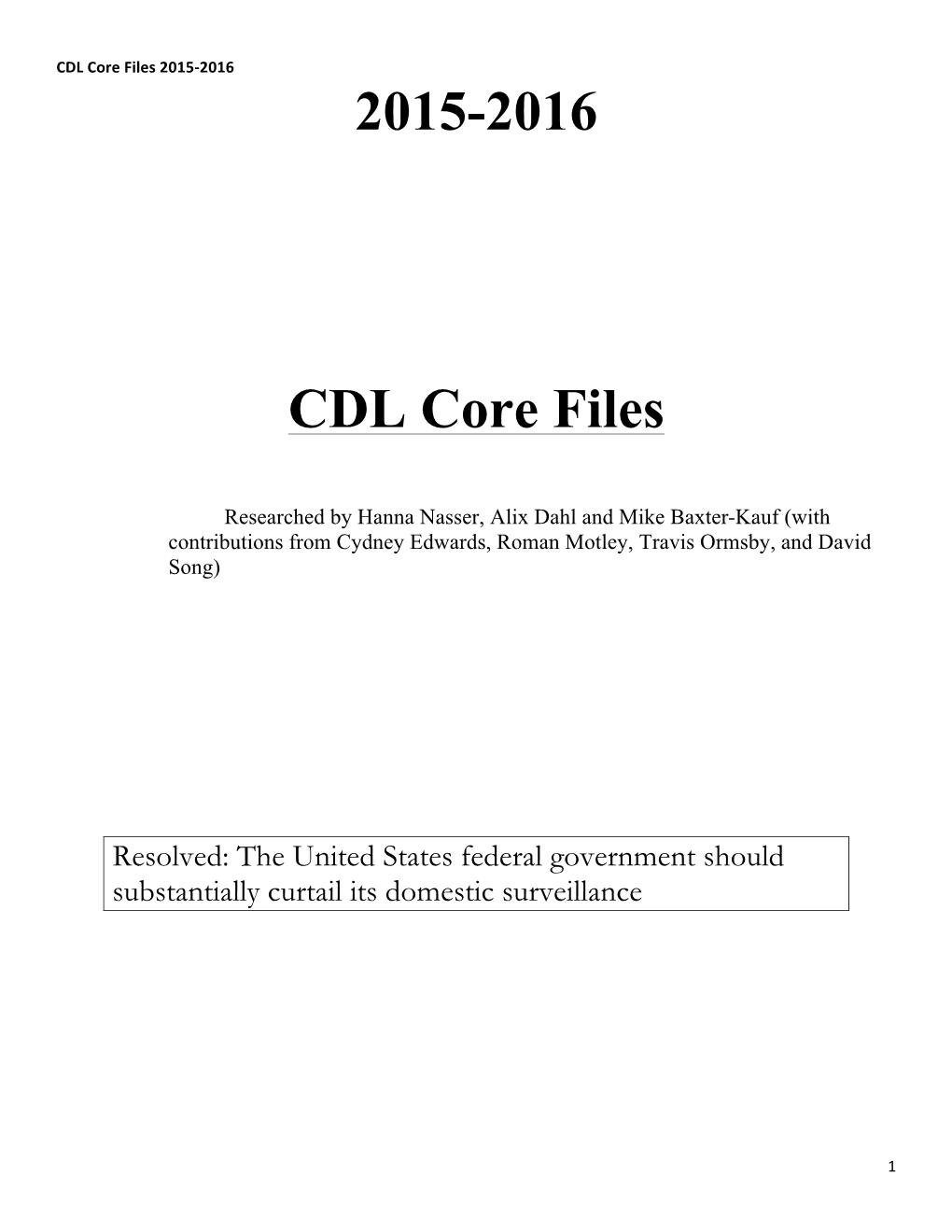 2015-2016 CDL Core Files