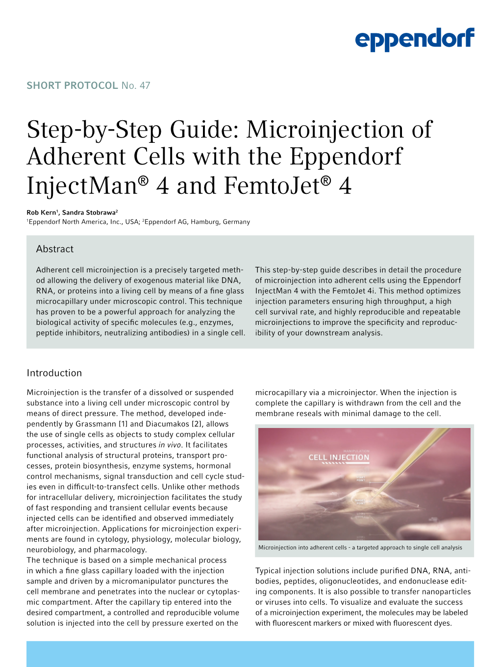 Step-By-Step Guide: Microinjection of Adherent Cells with the Eppendorf Injectman® 4 and Femtojet® 4