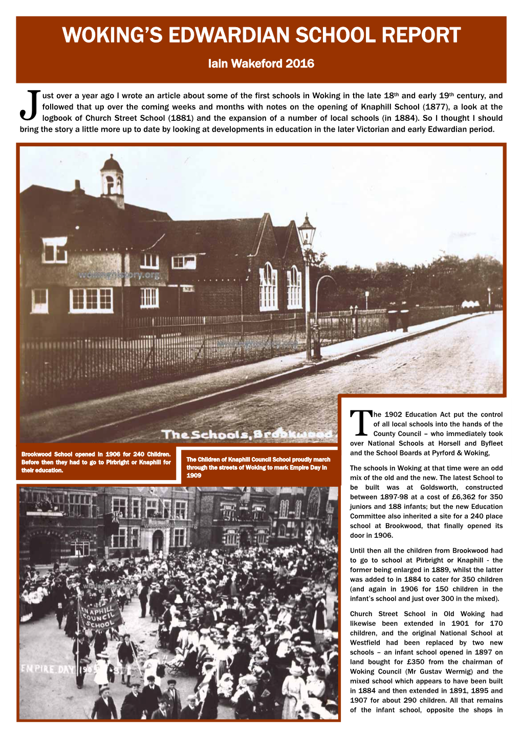 Woking's Edwardian School Report