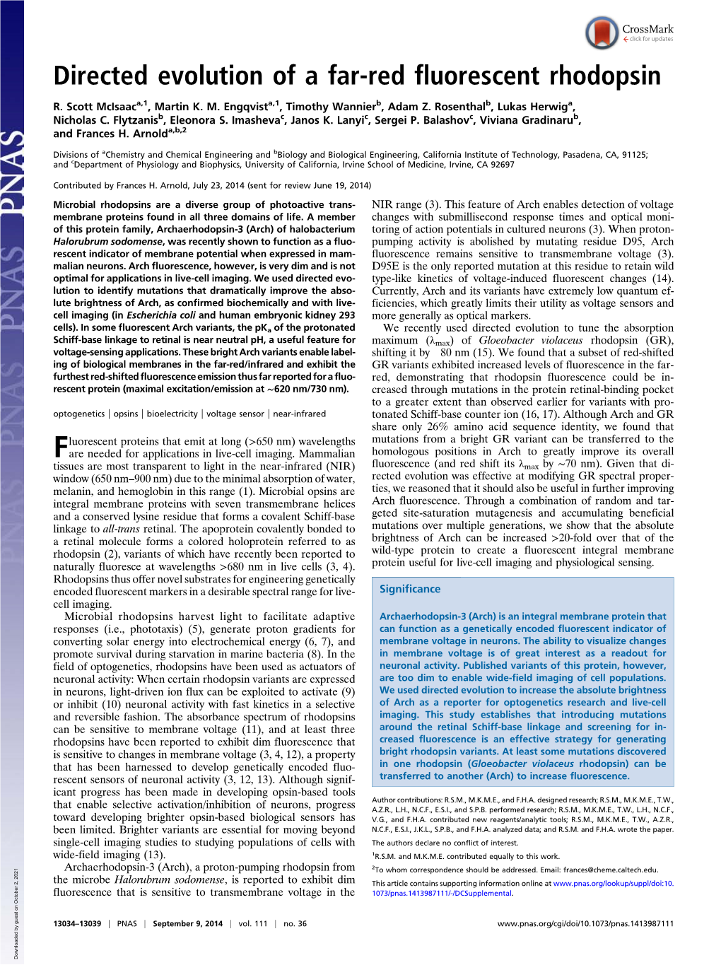 Directed Evolution of a Far-Red Fluorescent Rhodopsin