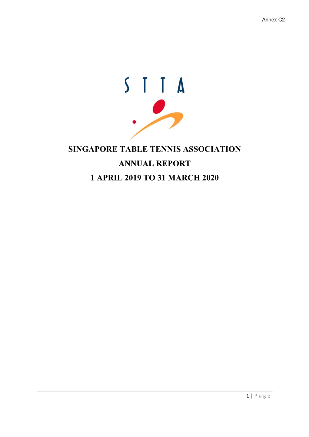 Singapore Table Tennis Association Annual Report 1 April 2019 to 31