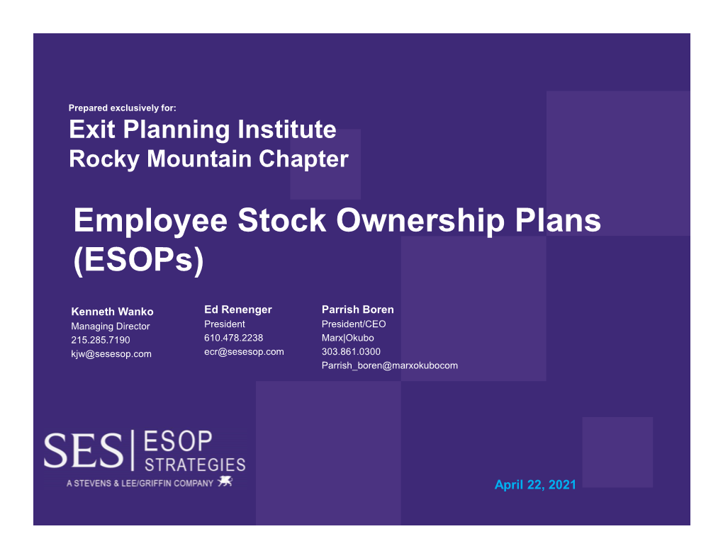 Employee Stock Ownership Plans (Esops)