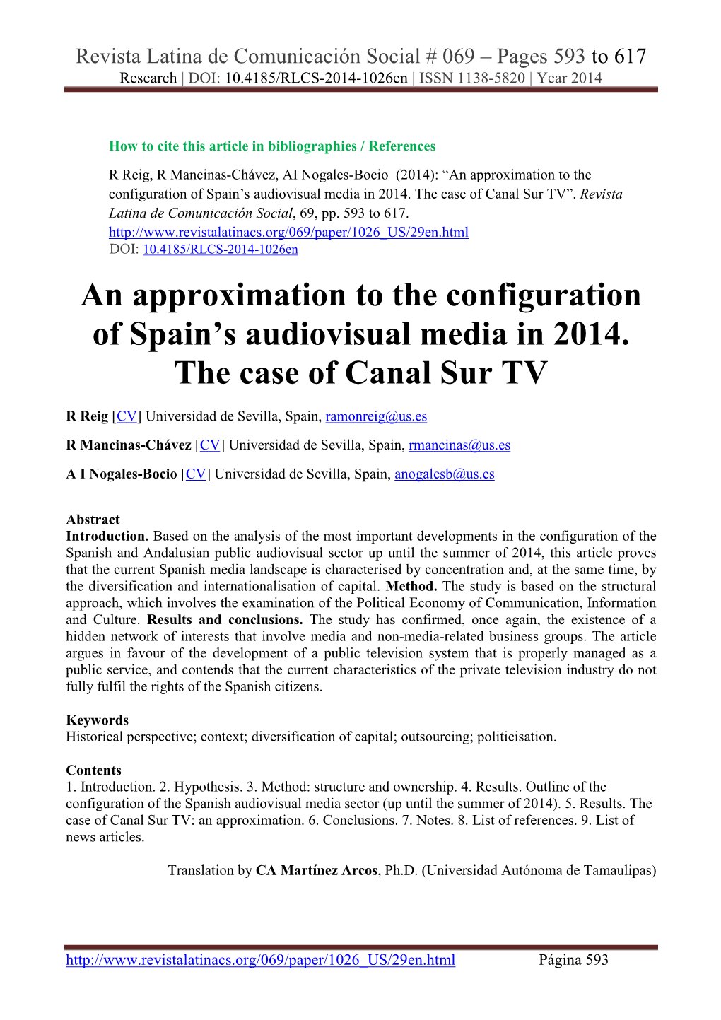 An Approximation to the Configuration of Spain's Audiovisual Media In