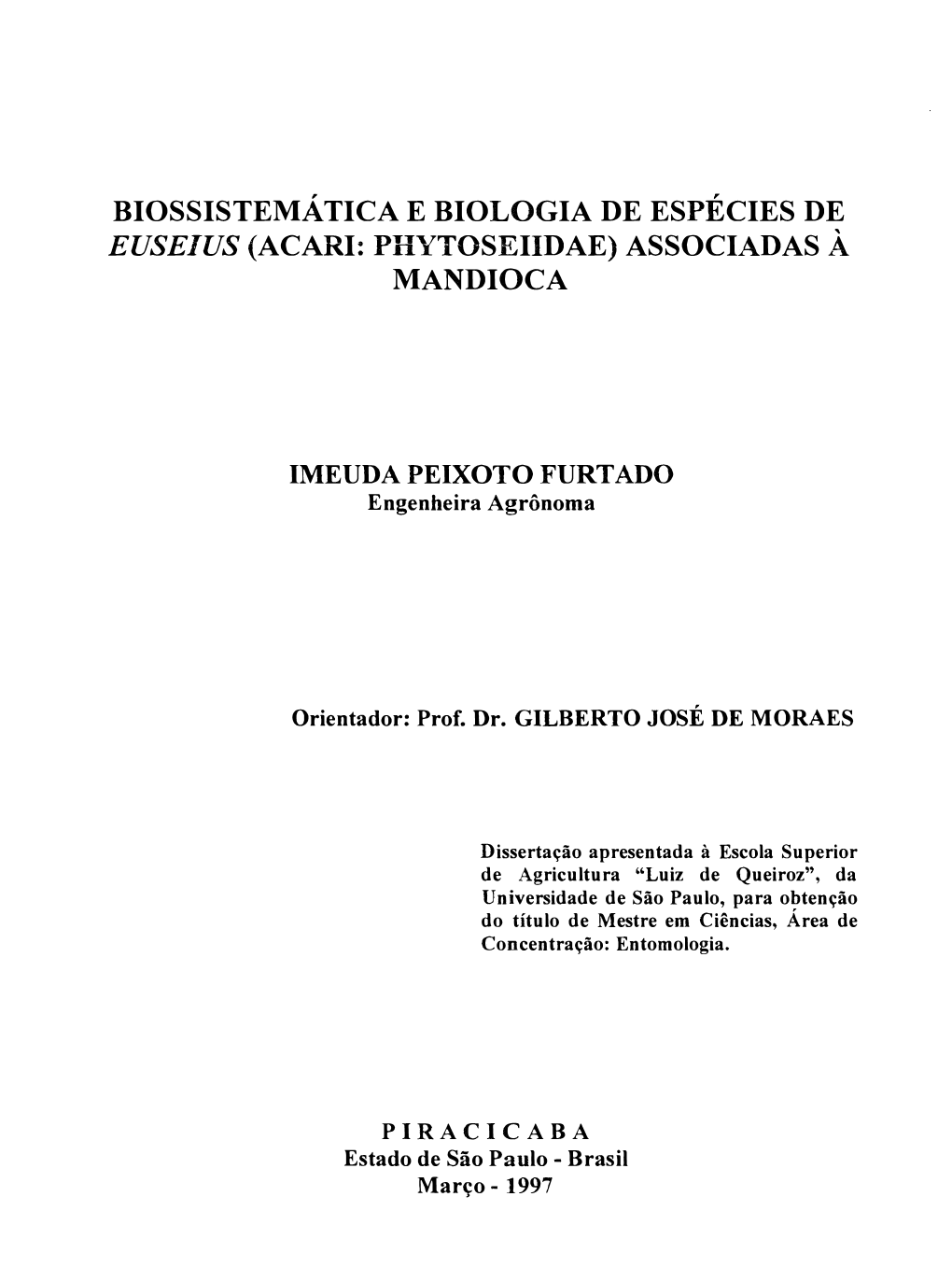 ACARI: PHYTOSEIIDAE) ASSOCIADAS I\ MANDIOCA