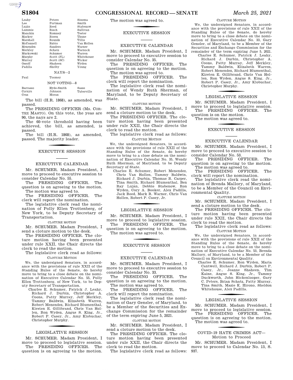 Congressional Record—Senate S1804