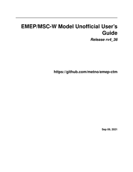 EMEP/MSC-W Model Unofficial User's Guide
