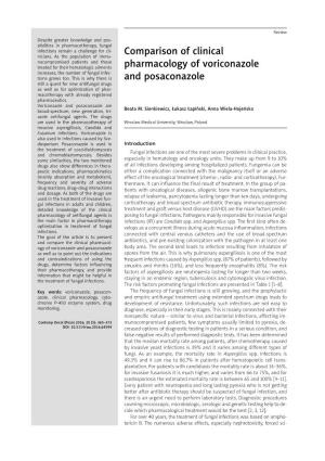 Comparison of Clinical Pharmacology of Voriconazole and Posaconazole 367