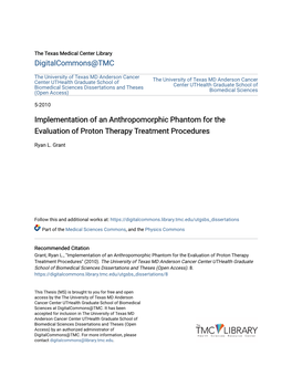 Implementation of an Anthropomorphic Phantom for the Evaluation of Proton Therapy Treatment Procedures