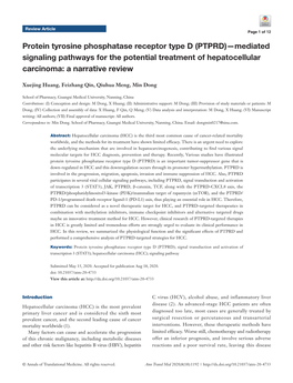 (PTPRD)—Mediated Signaling Pathways for the Potential Treatment of Hepatocellular Carcinoma: a Narrative Review