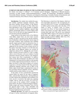 Evidence for Dike Swarms on the Eastern Hellas Rim, Mars