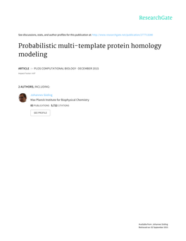 Probabilistic Multi-Template Protein Homology Modeling