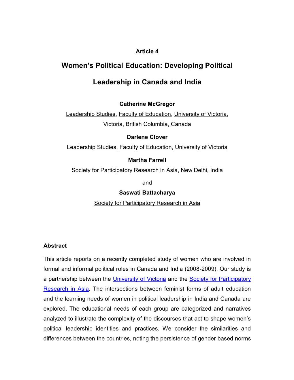 Women's Political Education