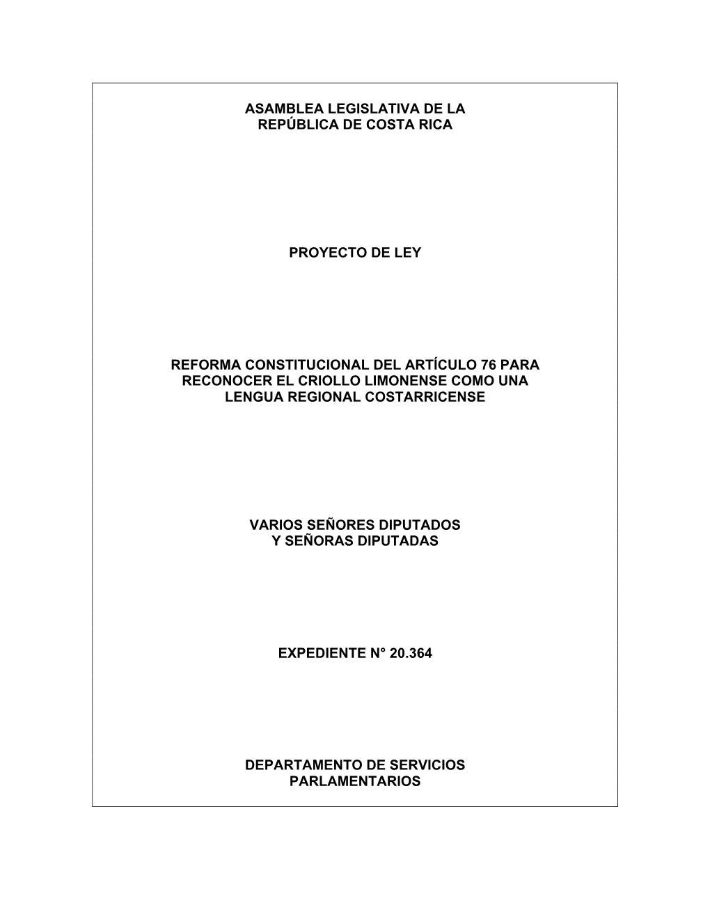 Asamblea Legislativa De La República De Costa Rica