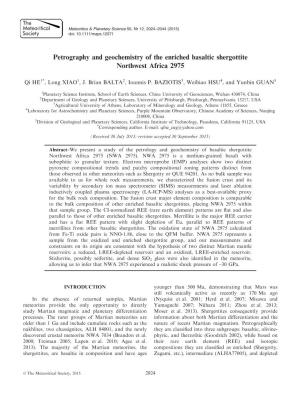 Petrography and Geochemistry of the Enriched Basaltic Shergottite Northwest Africa 2975