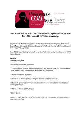 The Transnational Legacies of a Cold War Icon 20-21 June 2019, Tallinn University