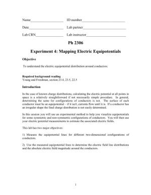 Ph 2306 Experiment 4: Mapping Electric Equipotentials