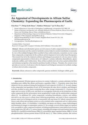 An Appraisal of Developments in Allium Sulfur Chemistry: Expanding the Pharmacopeia of Garlic