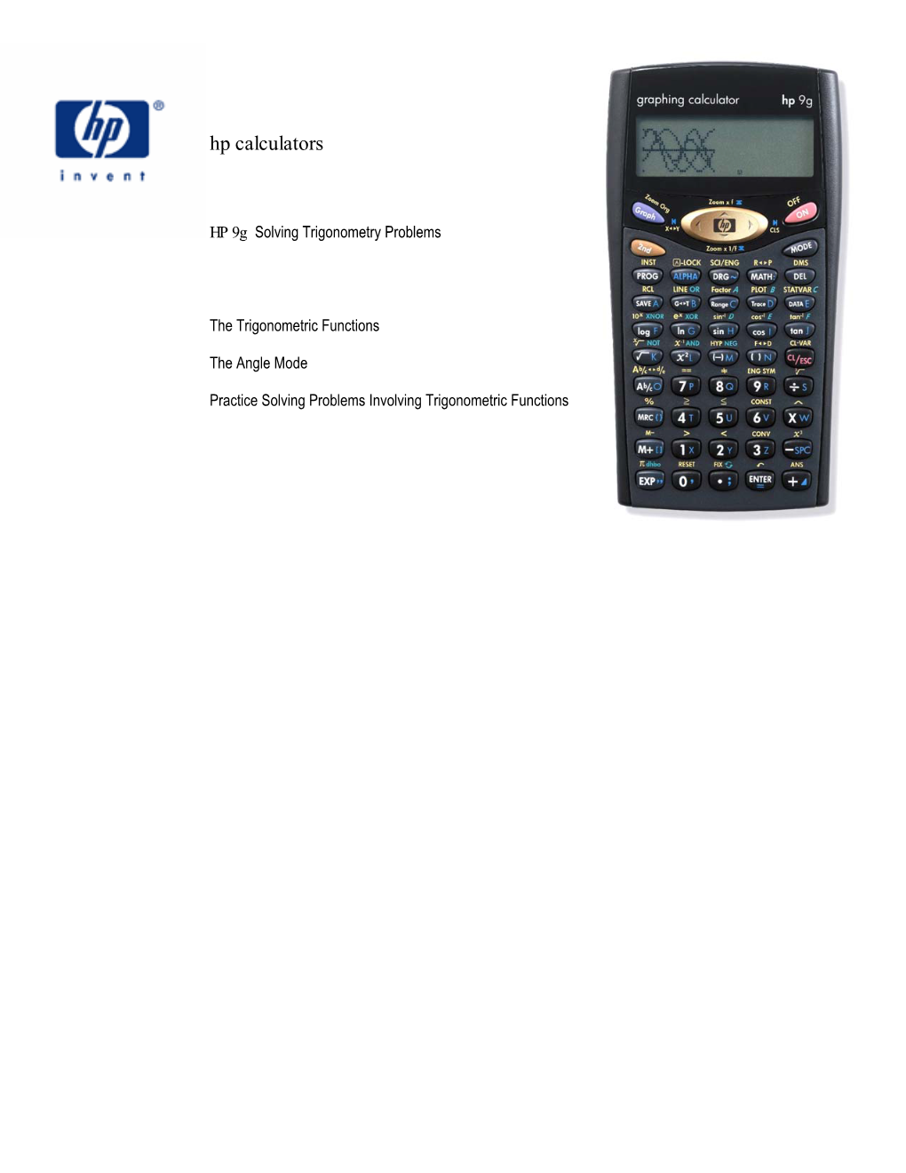 HP 9G Solving Trigonometry Problems the Trigonometric