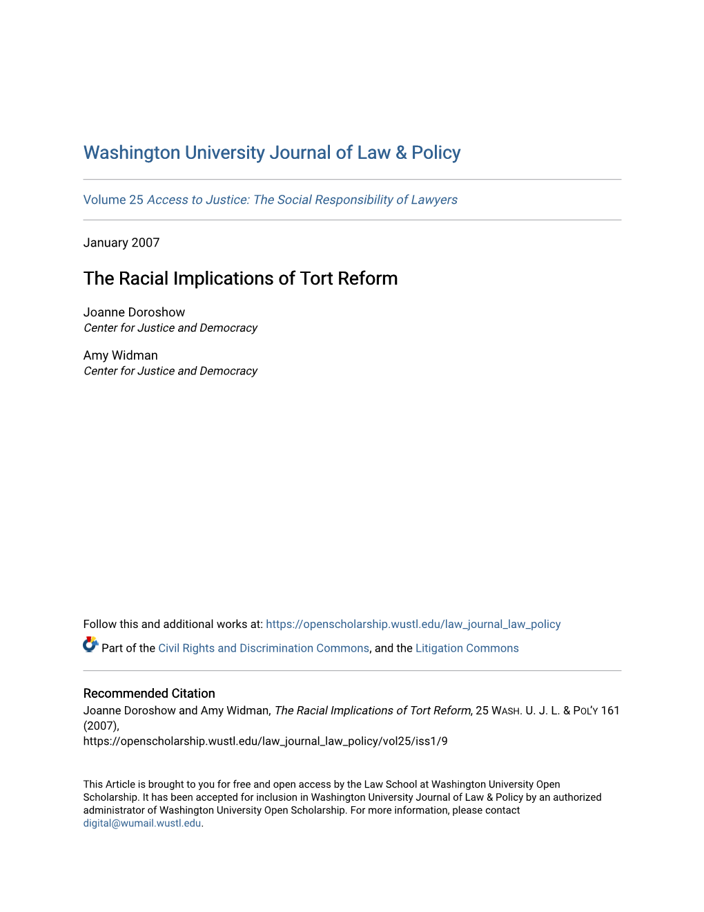 The Racial Implications of Tort Reform