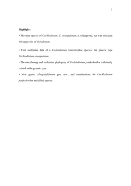 Highlights • the Type Species of Cochlodinium, C. Strangulatum, Is