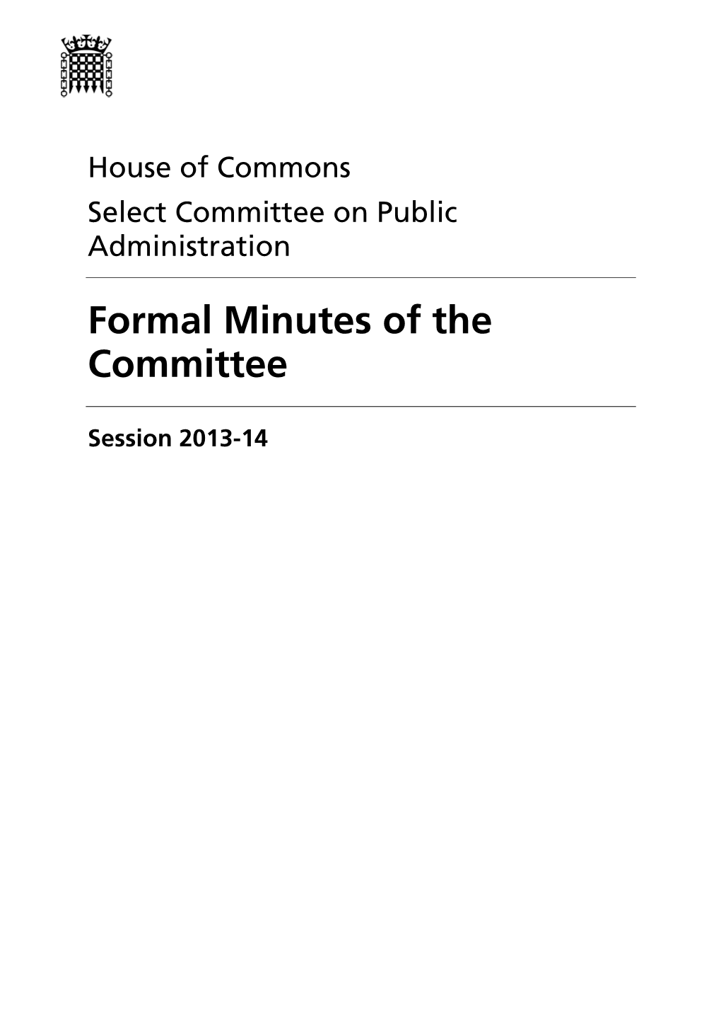 Formal Minutes of the Committee