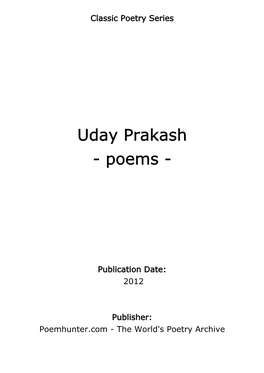 Uday Prakash - Poems