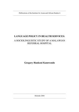 Language Policy in Health Services