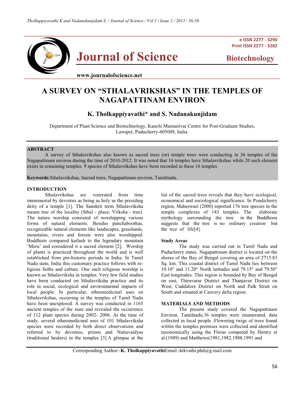 Journal of Science / Vol 3 / Issue 2 / 2013 / 56-58