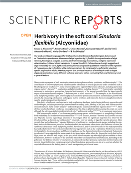 Herbivory in the Soft Coral Sinularia Flexibilis (Alcyoniidae) Chiara C