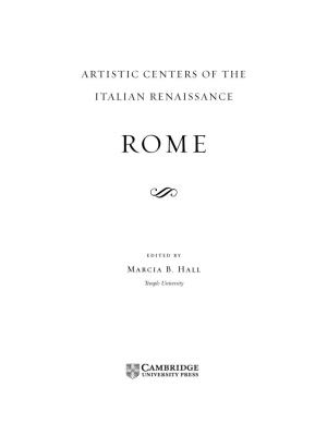 Artistic Centers of the Italian Renaissance) Includes Bibliographical References and Index