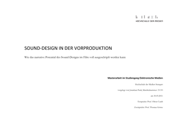 Sound-‐Design in Der Vorproduktion