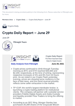 Crypto Daily Report – June 29