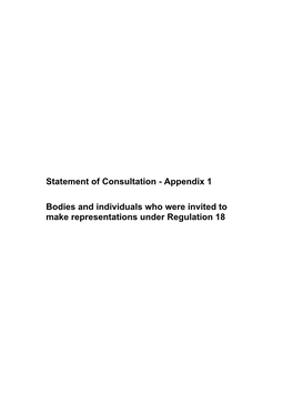 Appendix 1 Bodies and Individuals Who Were Invited to Make Representations Under Regulation 18