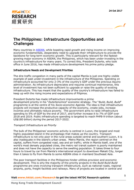 The Philippines: Infrastructure Opportunities and Challenges