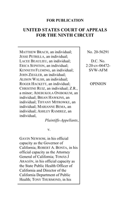 BRACH V. NEWSOM Official Capacity As State Superintendent of Public Instruction of California and Director of Education of California, Defendants-Appellees