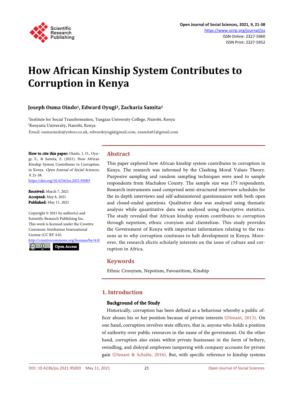 How African Kinship System Contributes to Corruption in Kenya