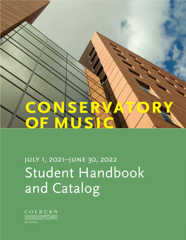 Conservatory Student Catalog and Handbook