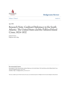 Gunboat Diplomacy in the South Atlantic: the Nitu Ed States and the Falkland Island Crises, 1824-1832 Jordan D