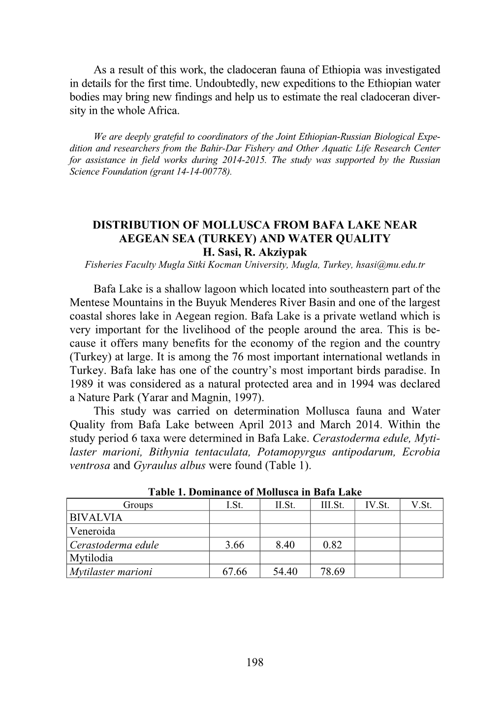 198 As a Result of This Work, the Cladoceran Fauna of Ethiopia Was