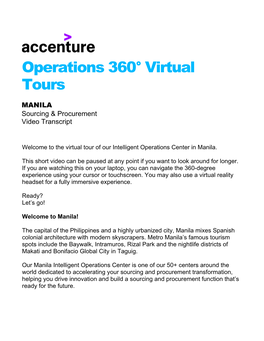 Procurement Operations VR Tour, Manila | Accenture