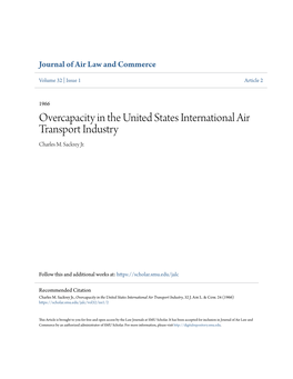 Overcapacity in the United States International Air Transport Industry Charles M