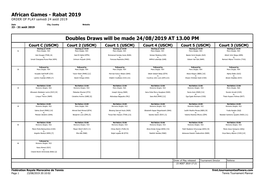 African Games - Rabat 2019 ORDER of PLAY Samedi 24 Août 2019