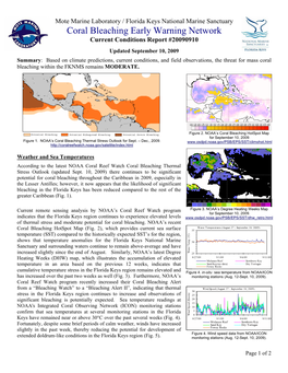Coral Bleaching Early Warning Network Current Conditions Report #20090910