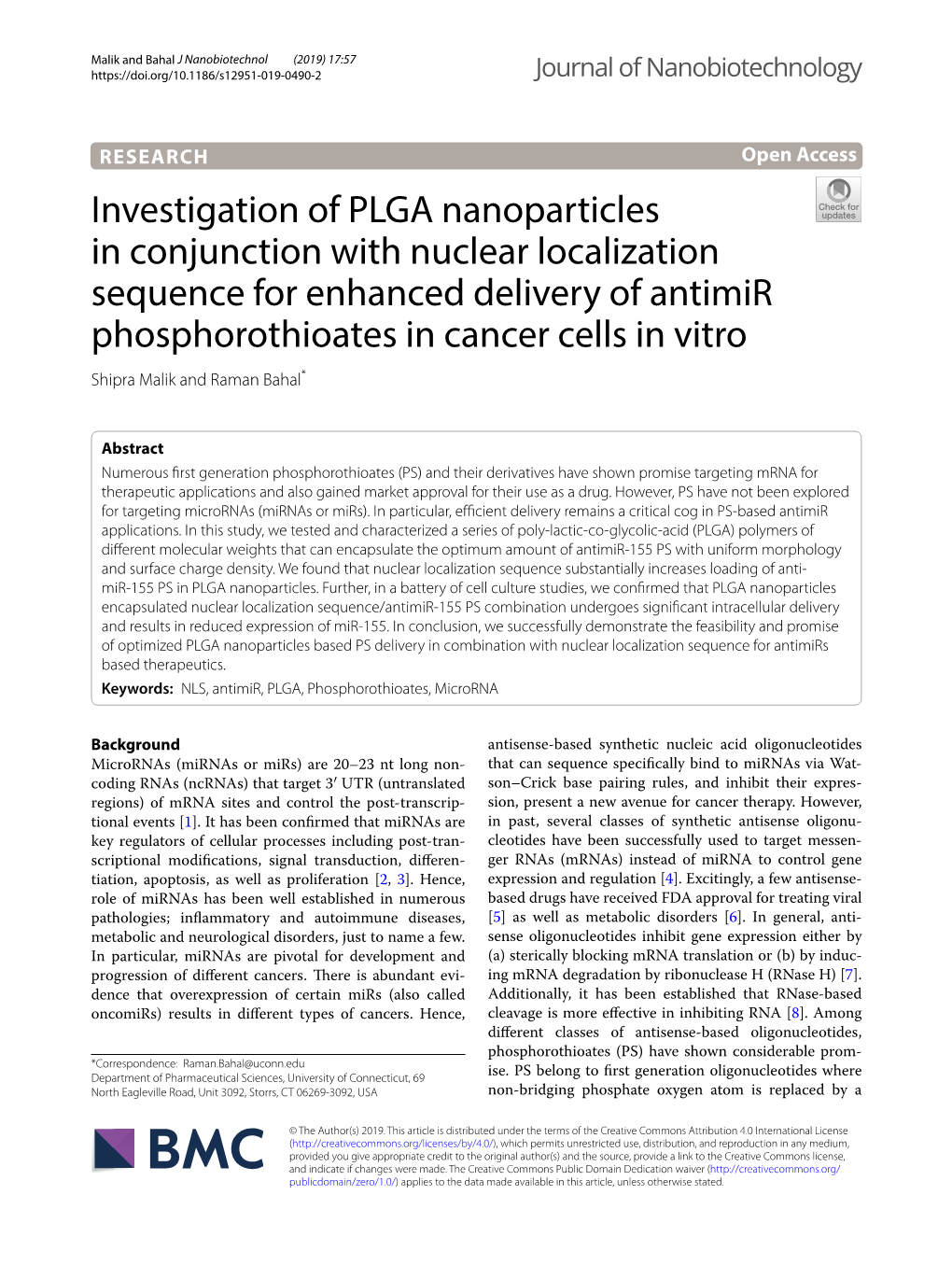 Investigation of PLGA Nanoparticles in Conjunction with Nuclear