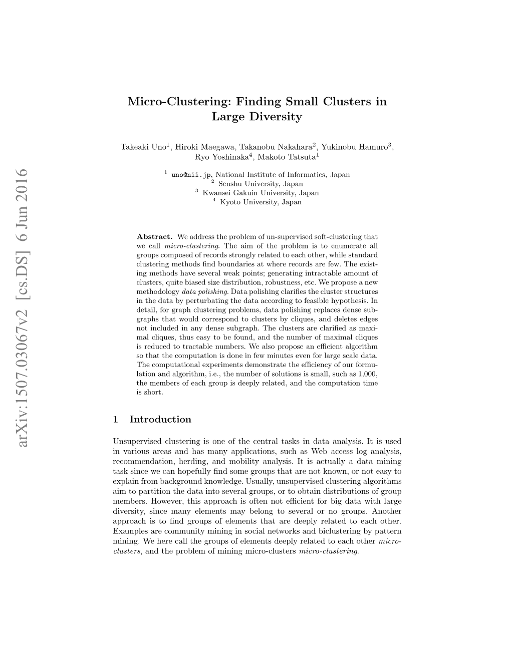 Micro-Clustering: Finding Small Clusters in Large Diversity