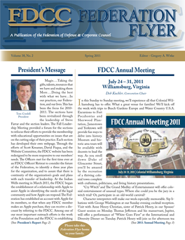 President's Message FDCC Annual Meeting