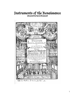 Instruments of the Renaissance Presented by Aaron Drummond