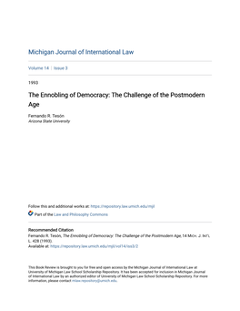 The Ennobling of Democracy: the Challenge of the Postmodern Age