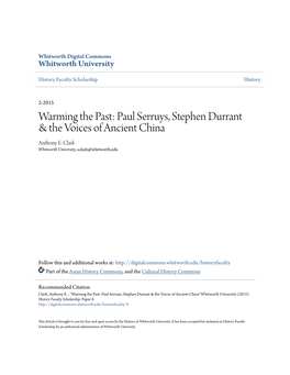 Paul Serruys, Stephen Durrant & the Voices of Ancient China