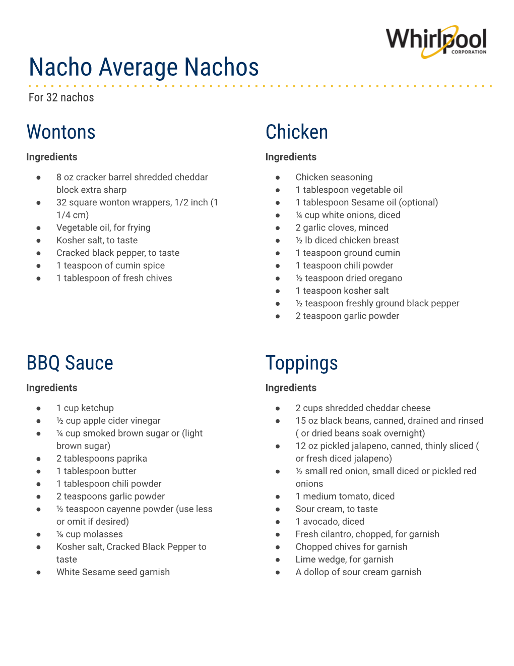 Nacho Average Nachos for 32 Nachos Wontons Chicken Ingredients Ingredients